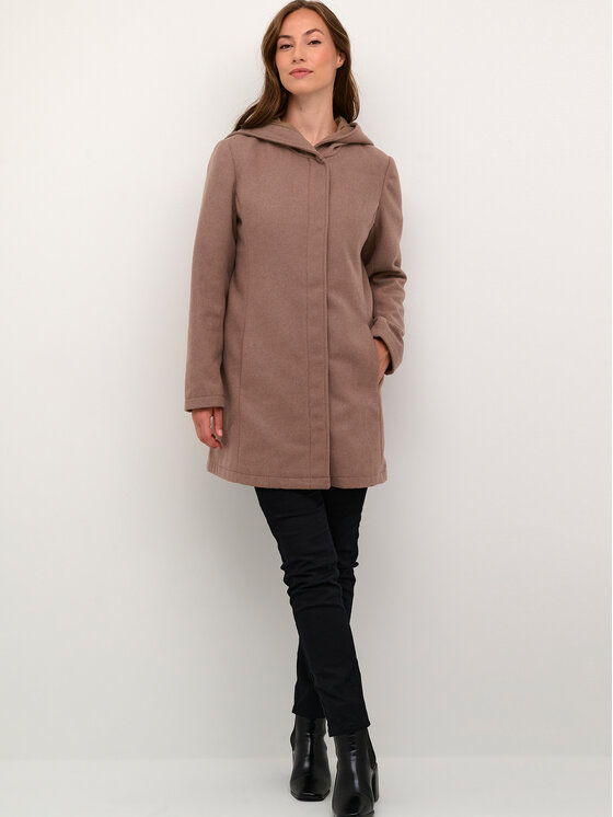 Cream Cream Volneni plašč Crysta 10611658 Rjava Straight Fit