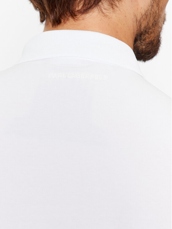KARL LAGERFELD KARL LAGERFELD Тениска с яка и копчета 745022 500221 Бял Regular Fit