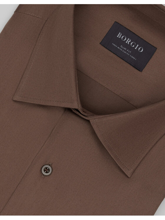 Borgio Borgio Koszula simala 00649 Szary Slim Fit