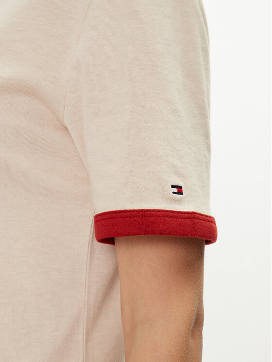Tommy Hilfiger Tommy Hilfiger T-särk Varsity Ringer WW0WW42585 Beež Regular Fit