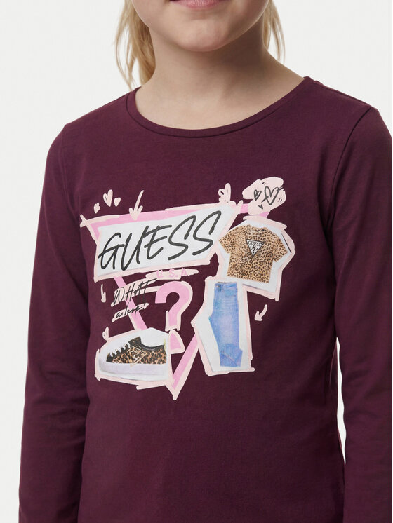 Guess Guess Bluzka J6YI01 K3664 Bordowy Regular Fit