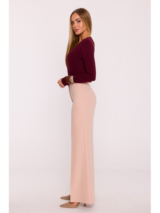 Made of Emotion Made of Emotion Spodnie materiałowe M875 Beżowy Wide Leg