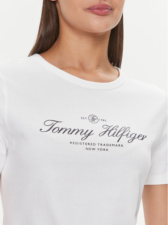 Tommy Hilfiger Tommy Hilfiger T-Shirt WW0WW40526 Biały Slim Fit