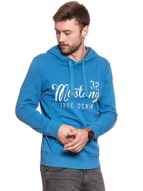 Mustang Mustang Felpa LOGOPRINT HOODIE Blu Regular Fit