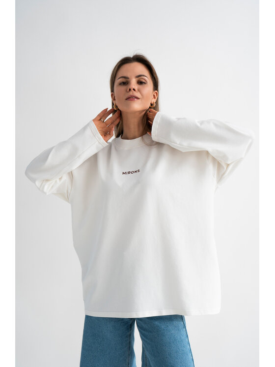 Mirons Mirons Bluzka Longsleeve Cream Face Écru Oversize