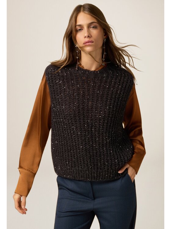 Oltre Oltre Sweter M149E002157N023 Szary Regular Fit
