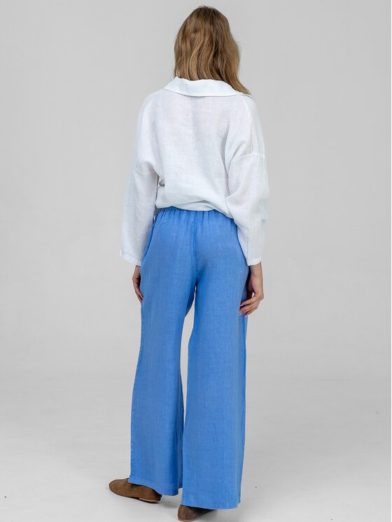 Perso Perso Spodnie materiałowe PTE267299F Niebieski Wide Leg