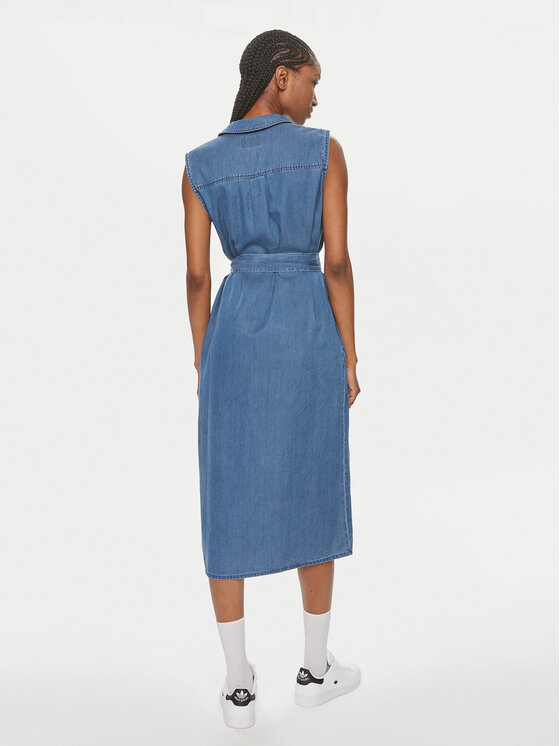Pepe Jeans Pepe Jeans Rochie tip cămașă Maggie PL953512 Albastru Regular Fit