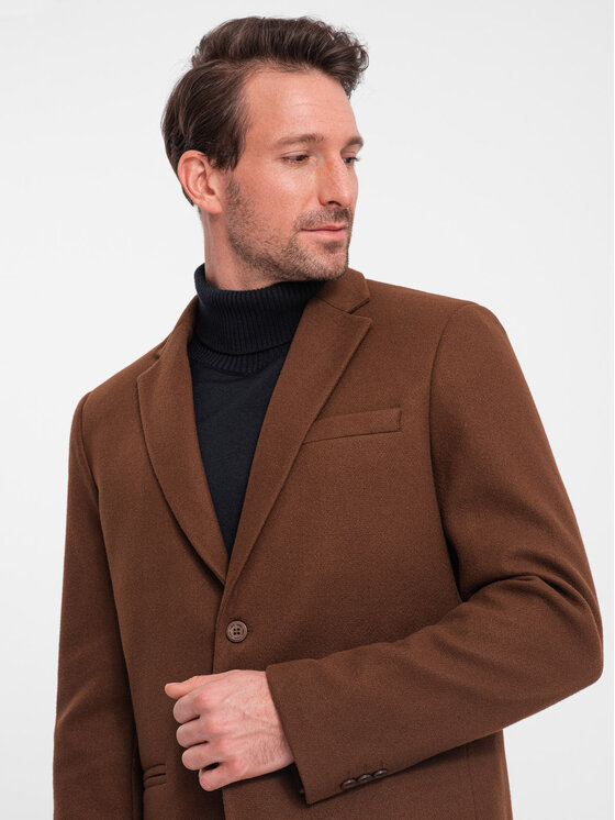 Ombre Ombre Marynarka OM-BLZB-0118 Brązowy Regular Fit