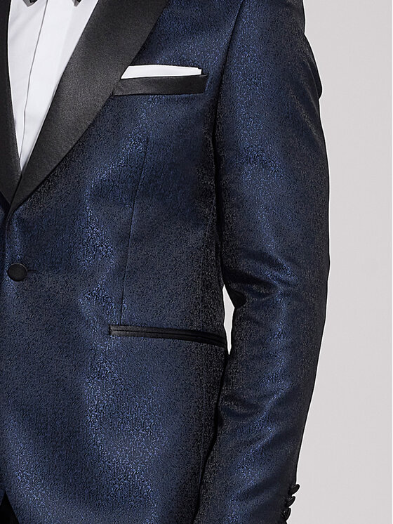VILLARO VILLARO Marynarka SMOMAR040 Granatowy Slim Fit