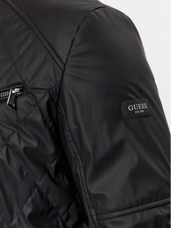 Guess Guess Μπουφάν από απομίμηση δέρματος Quilted M4RL01 WFHD0 Μαύρο Regular Fit