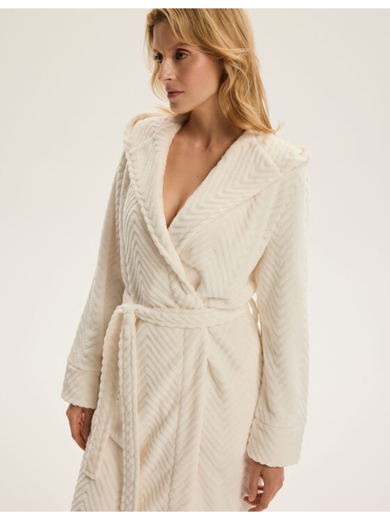 Esotiq Esotiq Szlafrok 44038 Biały Regular Fit