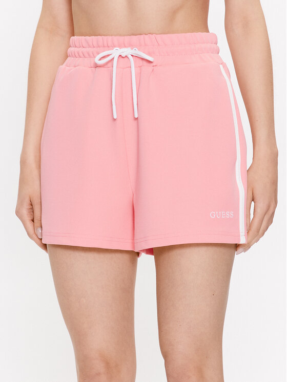 Guess Športové kraťasy Signature V3GD00 KBO62 Ružová Loose Fit