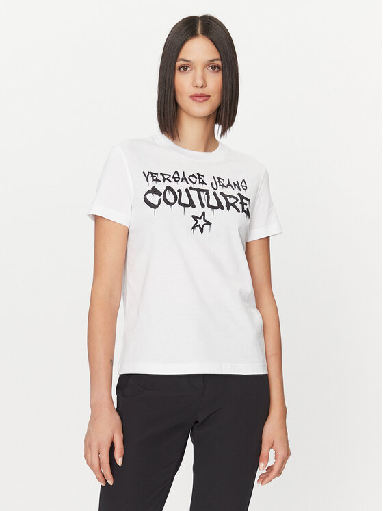 Versace Jeans Couture Versace Jeans Couture T-shirt 75HAHT16 Bijela Regular Fit