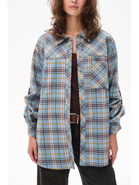 blue shadow blue shadow Koszula Balami Turkusowy Regular Fit