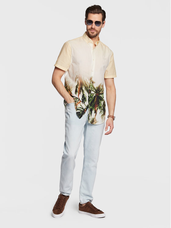 Guess Guess Cămașă M3GH65 WFDS1 Bej Regular Fit