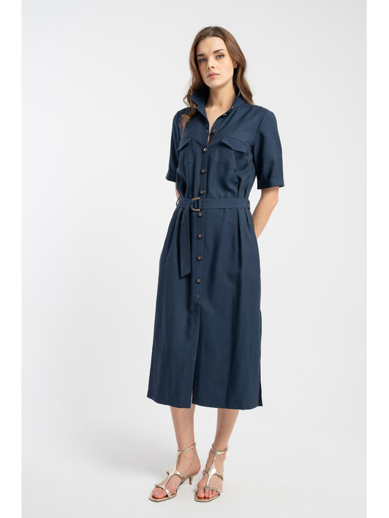 CLICK CLICK Φόρεμα πουκάμισο 60-6094 Σκούρο μπλε Regular Fit