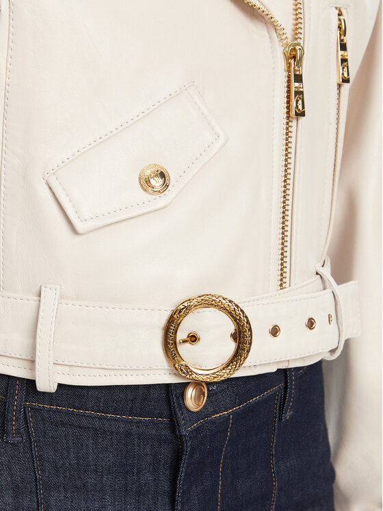 Just Cavalli Just Cavalli Giacca di pelle 78PAVP05 Bianco Loose Fit