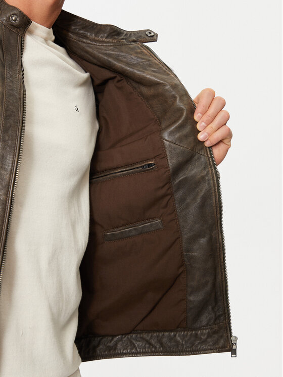 Serge Pariente Serge Pariente Giacca di pelle Alon 2 Marrone Regular Fit