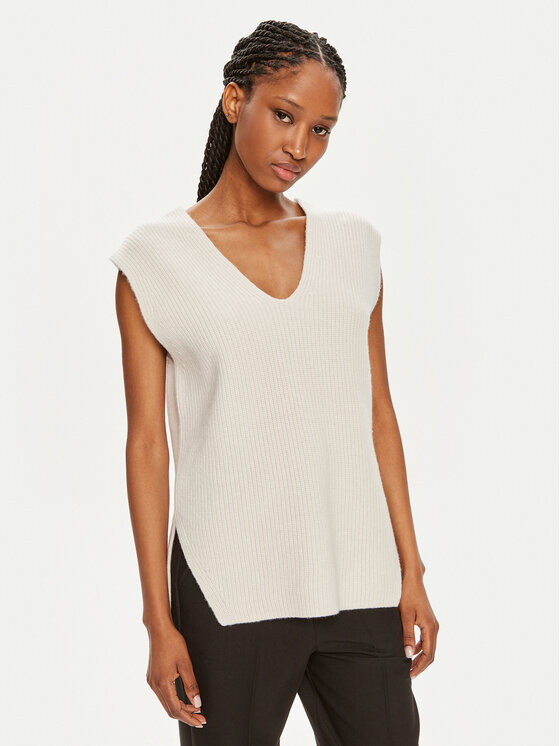 Calvin Klein Sveter K20K207249 Écru Regular Fit