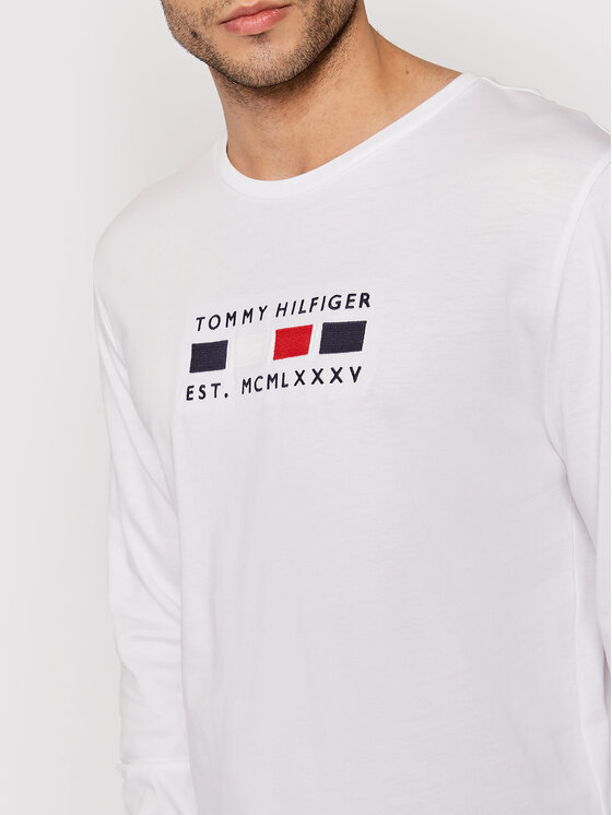 Tommy Hilfiger Tommy Hilfiger Longsleeve Four Flags MW0MW20163 Biały Regular Fit