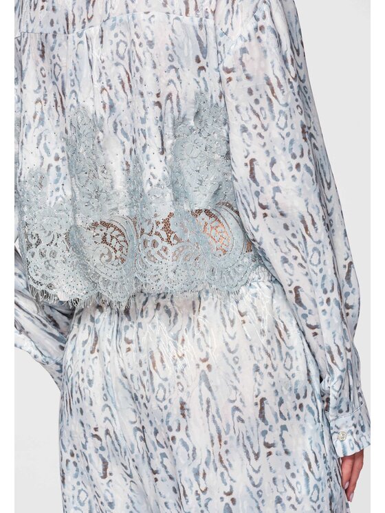Ombre Ombre Koszula OW-SH-E0017 Niebieski Loose Fit