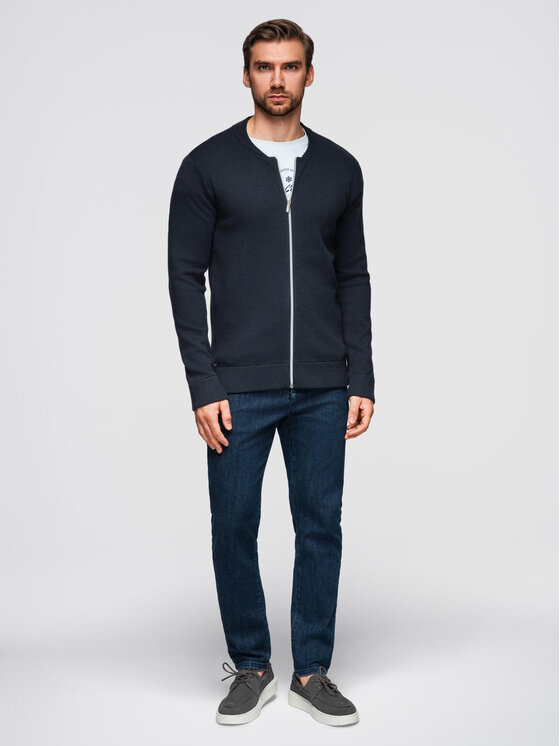 Ombre Ombre Kardigan OM-SWZS-0146 Granatowy Regular Fit
