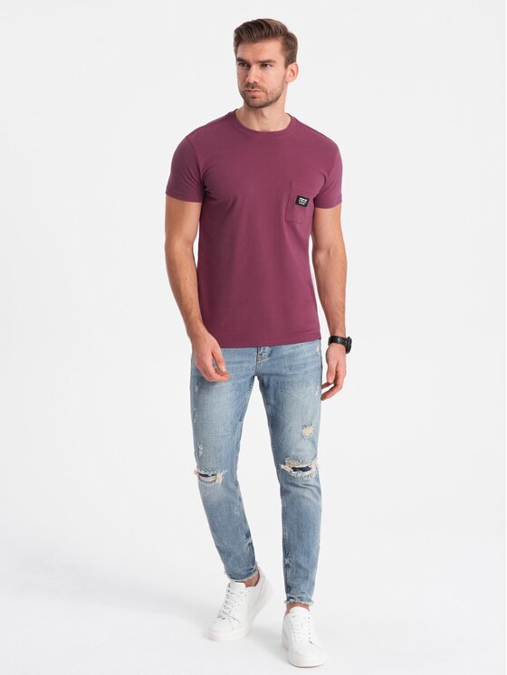 Ombre Ombre T-Shirt OM-TSCT-0109 Bordó Classic Fit