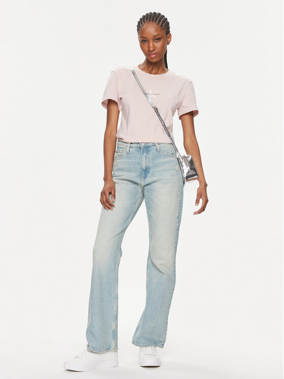 Calvin Klein Jeans Calvin Klein Jeans T-Shirt Monologo Slim Tee J20J222564 Różowy Slim Fit
