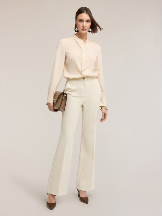 Motivi Motivi Spodnie materiałowe P045Q104419N002 Biały Flare Fit