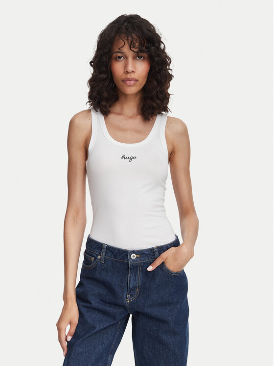HUGO Top Damatank 50572293 Alb Extra Slim Fit