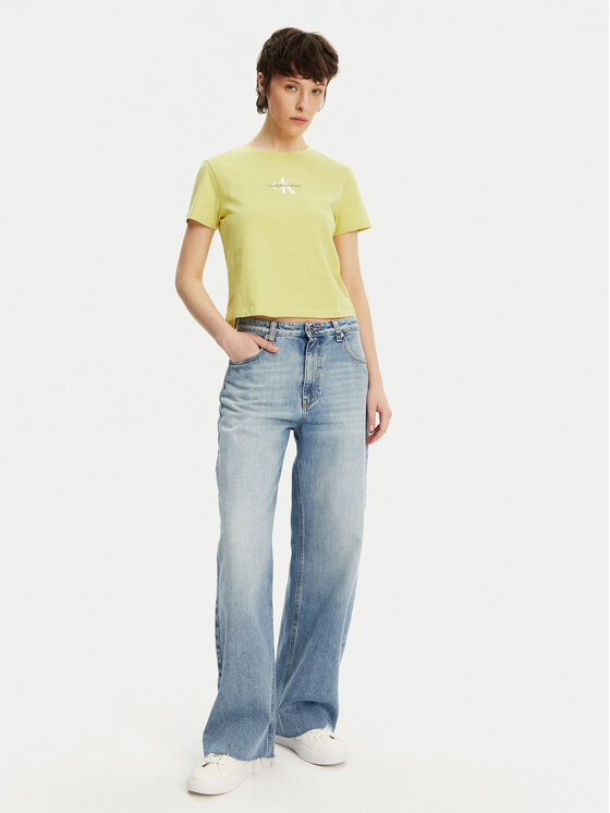 Calvin Klein Jeans Calvin Klein Jeans Póló Monologo J20J223113 Sárga Slim Fit