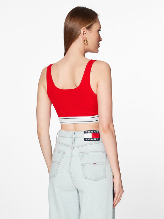 Tommy Jeans Tommy Jeans Top DW0DW15300 Rdeča Slim Fit