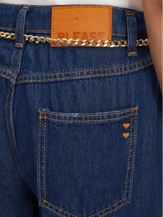 Please Please Jeansy P3HUDINCBB Tmavomodrá Wide Leg