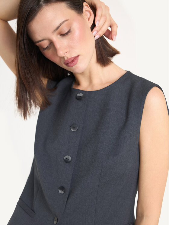 KMX KMX Kamizelka 193010020 Szary Straight Fit