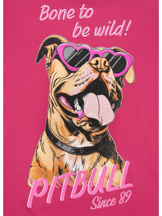 PITBULL PITBULL T-Shirt Koszulka damska SUNGLASSES DOG XL Różowy Regular Fit