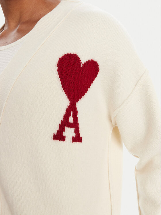 AMI PARIS AMI PARIS Cardigan BFUKC006.018 Écru Regular Fit