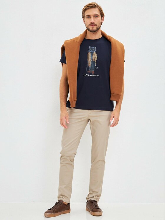 CAT by maniita lacitta CAT by maniita lacitta T-Shirt Printed men's t-shirt with CAT Niebieski Regular Fit