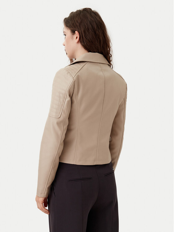 Noisy May Noisy May Kurtka z imitacji skóry Rebel 27000741 Beżowy Slim Fit