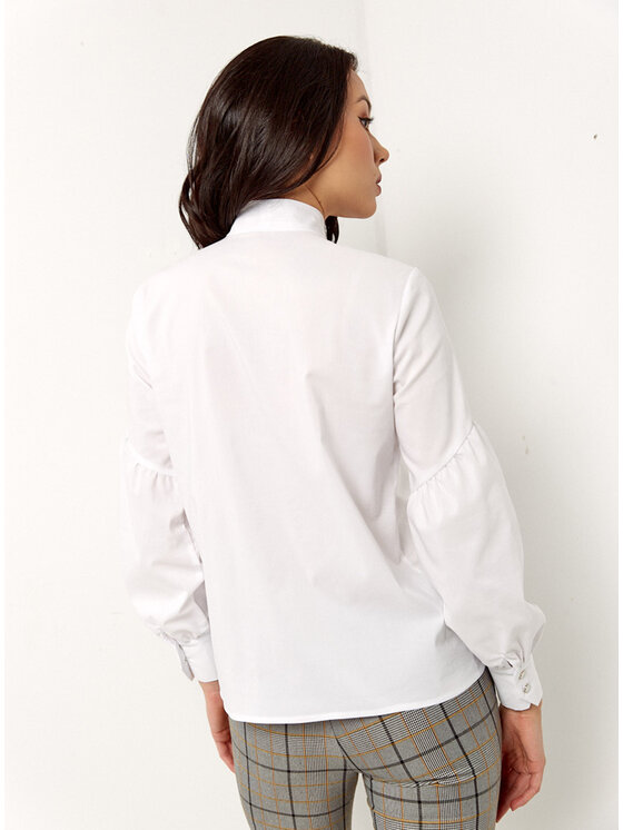 Bubala Bubala Bluzka Kokarda white Biały Feminine Fit