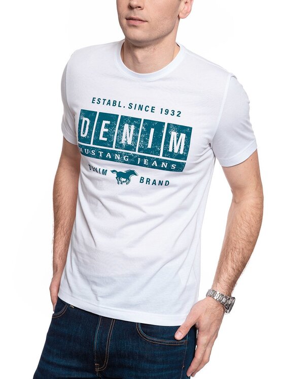 Mustang Mustang T-shirt ALEX C PRINT Bianco Regular Fit