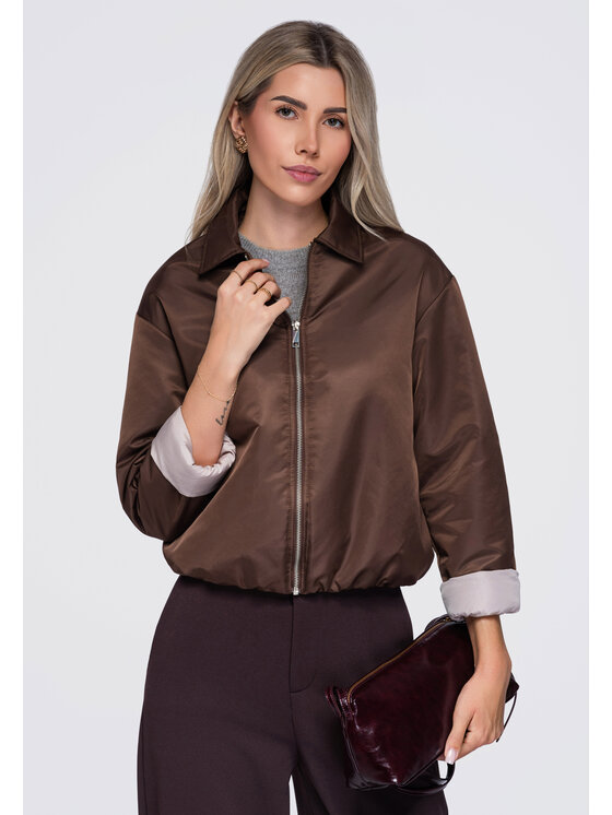 Ombre Ombre Kurtka przejściowa OW-JT-E0003 Brązowy Relaxed Fit