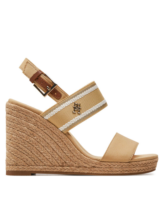 Tommy Hilfiger Espadrilky Webbing High Wedge Sandal FW0FW08045 Béžová