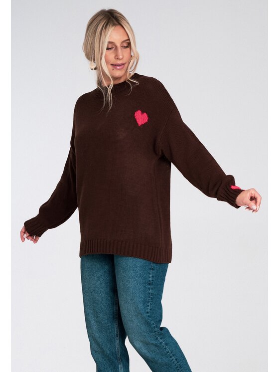 FIGL FIGL Svetr M1240 Hnědá Regular Fit