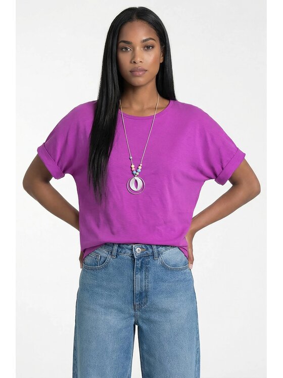 FIGL FIGL Bluzka M1322 Fioletowy jasny Loose Fit