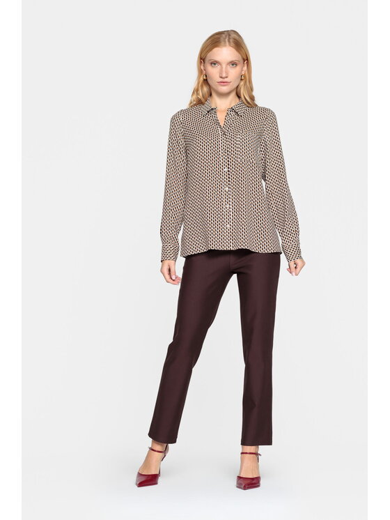 EMOI EMOI Koszula w drobny brązowy print Beżowy Feminine Fit