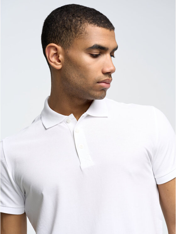 BIG STAR BIG STAR Polo markolinos_101 Biały Basic Fit