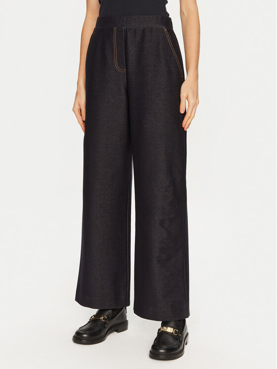 Max Mara Leisure Bavlnené nohavice Foggia 2426786108 Tmavomodrá Wide Leg