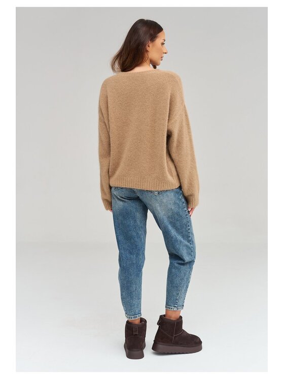 Makadamia Makadamia Sweter C93 Brązowy Loose Fit