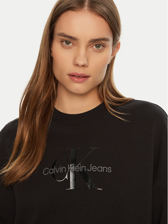 Calvin Klein Jeans Calvin Klein Jeans Μπλούζα Glossy Monologo J20J224724 Μαύρο Regular Fit
